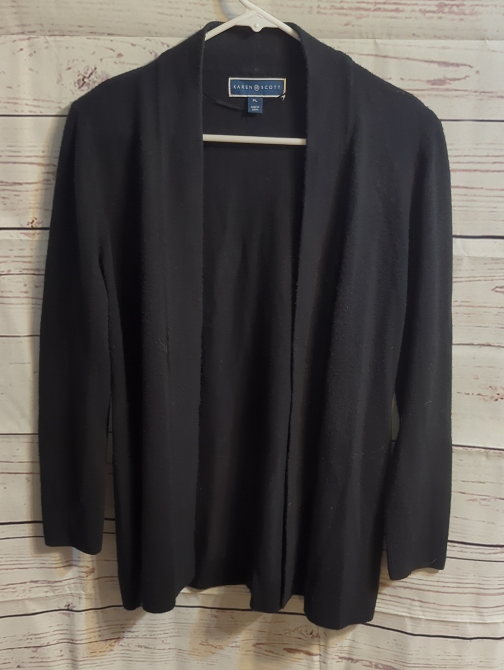 Karen Scott Black Open-Front Cardigan Jacket